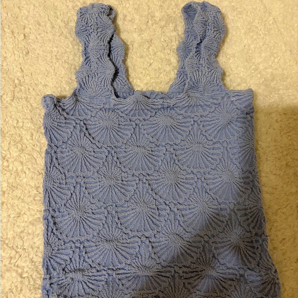 Aura Textured Blue Tank Top